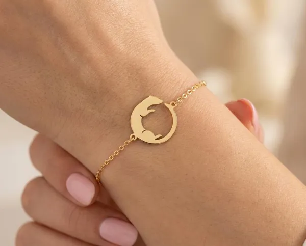Ferret Bracelet: Handmade Sterling Silver Charm in Gold, Rose Gold or Silver