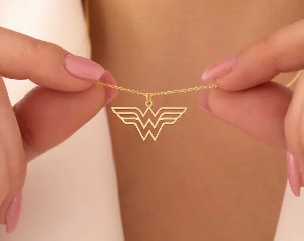 Wonder Woman Inspired Necklace: Winged W Pendant in Sterling Silver