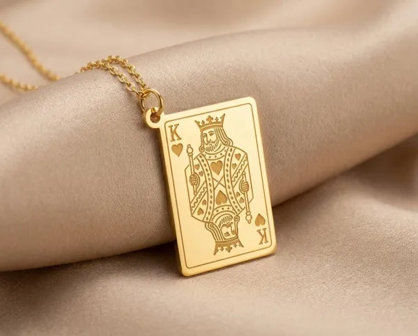 King of Hearts Necklace – Sterling Silver Playing Card Pendant