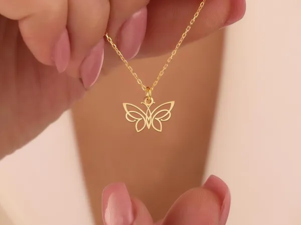 Butterfly Necklace in 925 Sterling Silver with Gold Finish