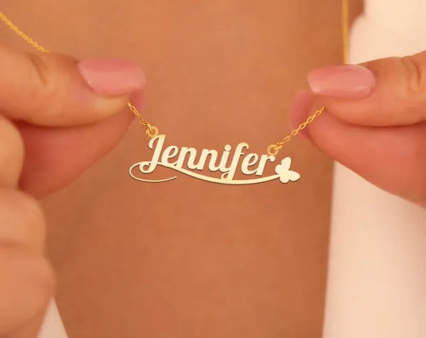 Personalized Butterfly Name Necklace in Sterling Silver