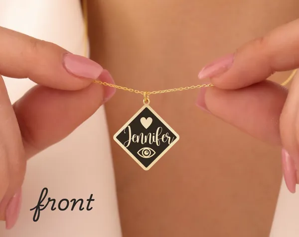 Personalized QR Code Necklace with Custom Name Charm