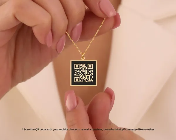 Custom QR Code Necklace – Personalized Digital Message Pendant