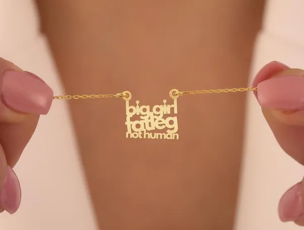 Personalized Word Pendant Necklace: Custom Text Quote Jewelry