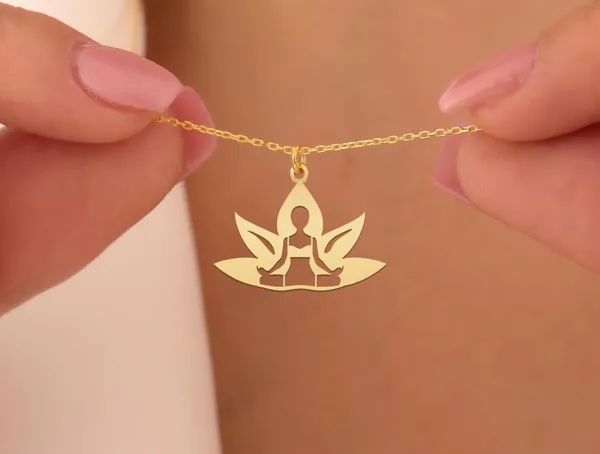 Lotus Necklace: Minimalist Yoga Pendant in Sterling Silver