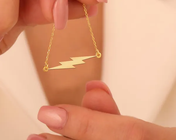 Lightning Bolt Necklace | Gold Plated Minimalist Pendant