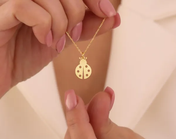 Ladybug Pendant Necklace - Minimalist Nature-Inspired Bug Jewelry