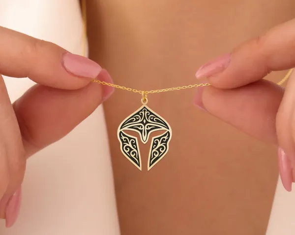 Spartan Helmet Necklace in Gold Plated Sterling Silver