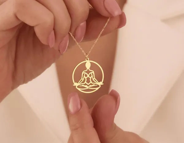 Meditation Pose Necklace – Gold Plated Yoga Pendant