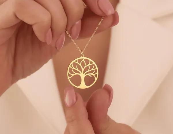 Tree of Life Pendant Necklace in Gold Plated Sterling Silver