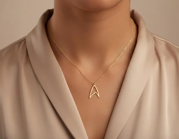 Starfleet Pendant Necklace in Gold Tone with 925 Sterling Silver