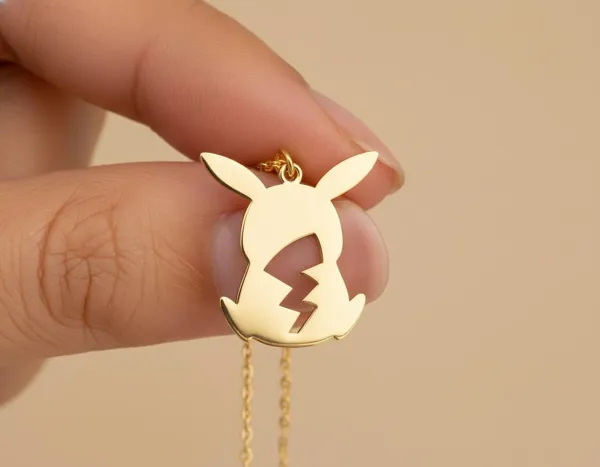 Pikachu Necklace in Gold Plating – Cute Character Pendant