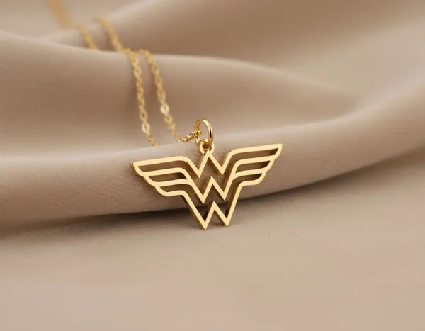 Wonder Woman Pendant Necklace in Gold Finish for Superhero Style