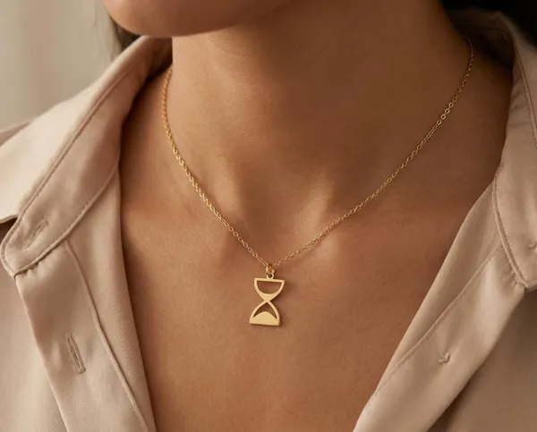 Hourglass Pendant Sterling Silver Minimalist Necklace
