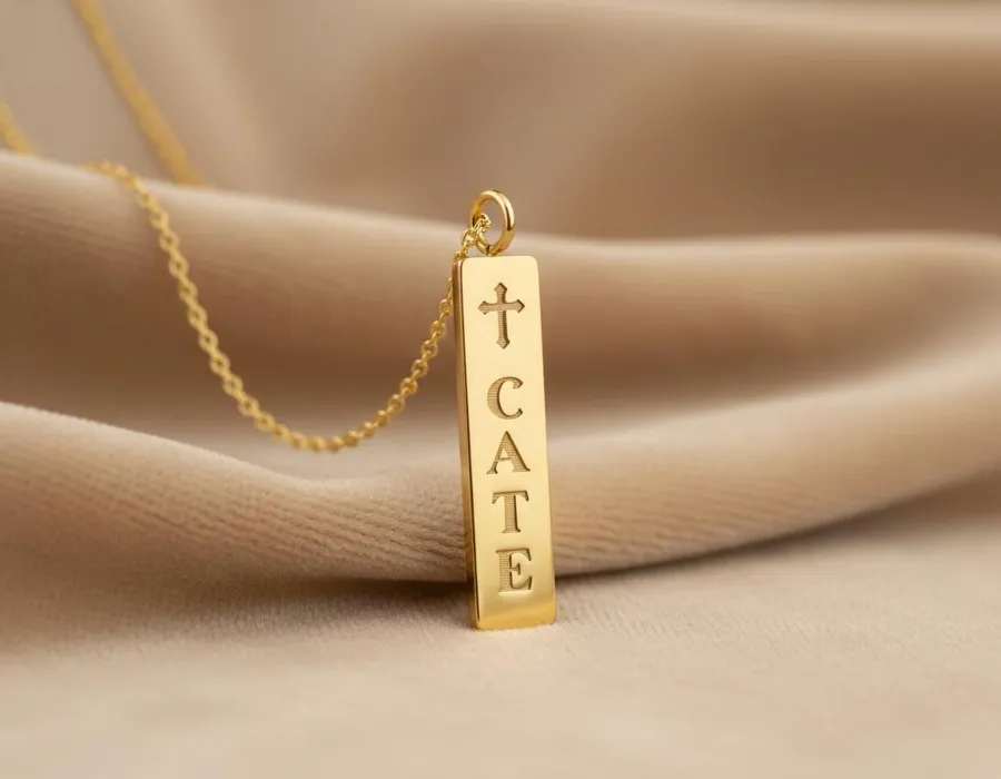 Personalized Name Bar Necklace - Dainty Sterling Silver Pendant