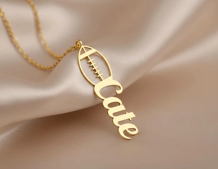 Personalized Football Name Necklace in Sterling Silver