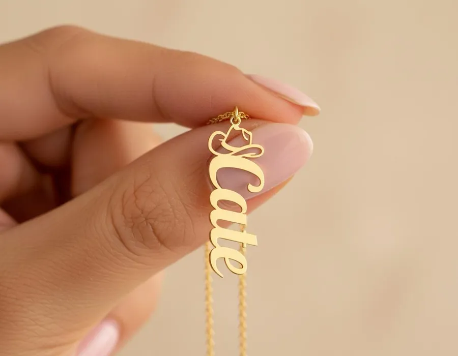 Cowboy Hat Name Necklace – Personalized Sterling Silver Pendant