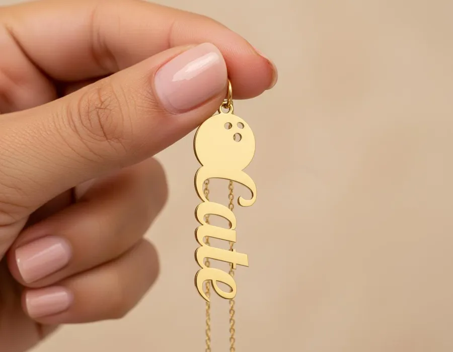 Personalized Bowling Name Necklace – Gold Plated Pendant