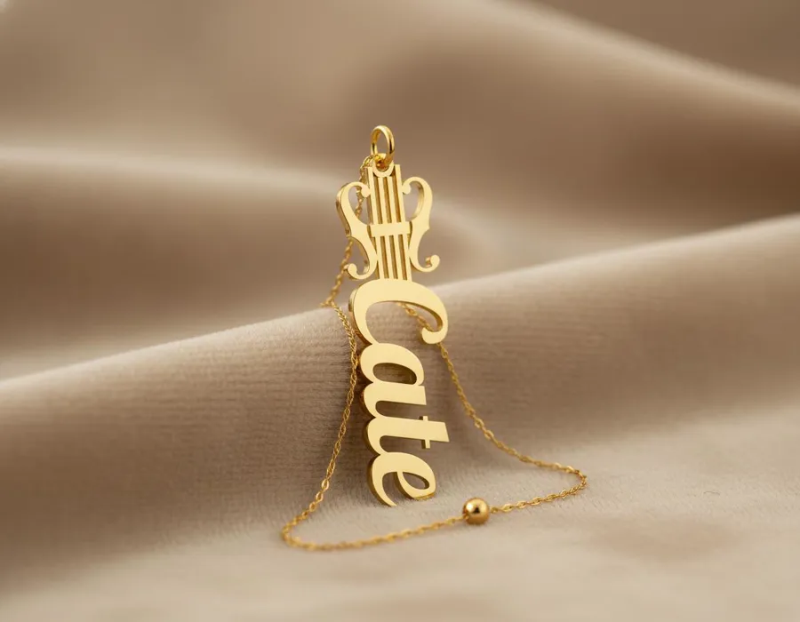 Violin Name Necklace: Personalized 925 Sterling Silver Music Pendant