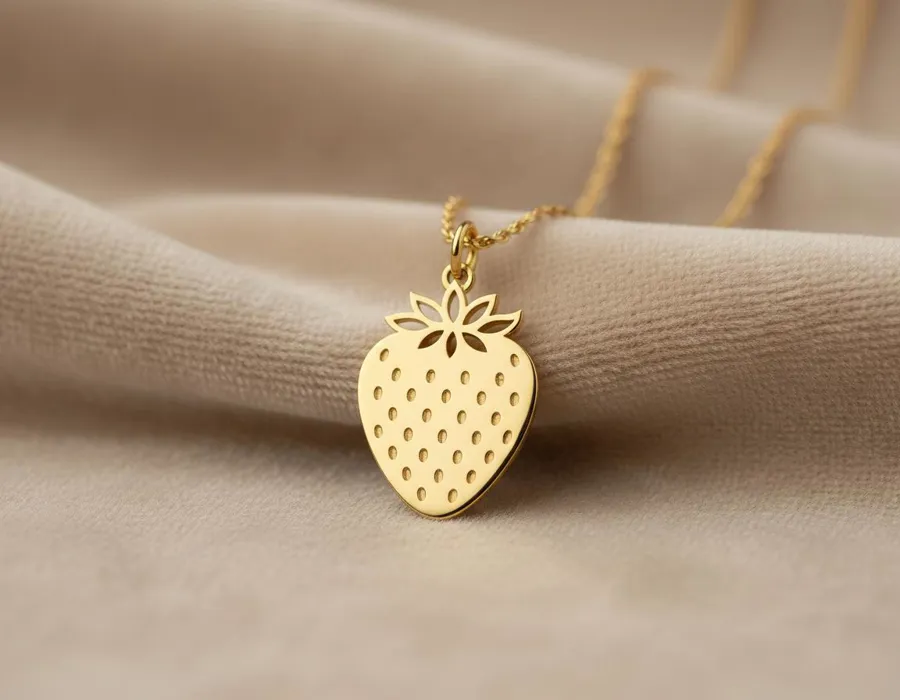 Strawberry Necklace in Gold, Rose Gold or Silver Finish