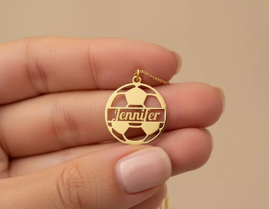 Soccer Name Necklace: Personalized 925 Sterling Silver Pendant