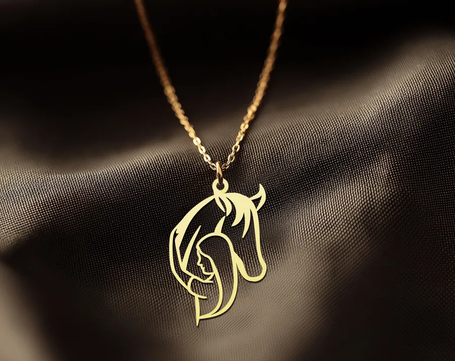 Horse Necklace: Girl Hugging Horse Pendant for Horse Lovers