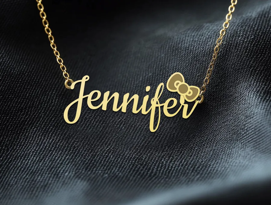 Custom Script Name Necklace with Bow – Personalized Jewelry