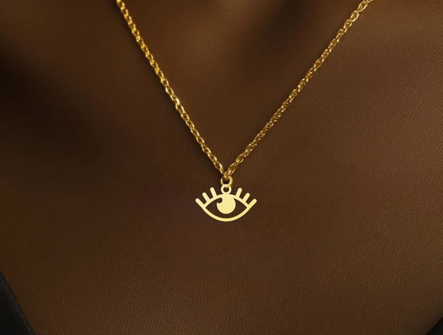 Evil Eye Necklace with Eye of Horus Charm in Sterling Silver