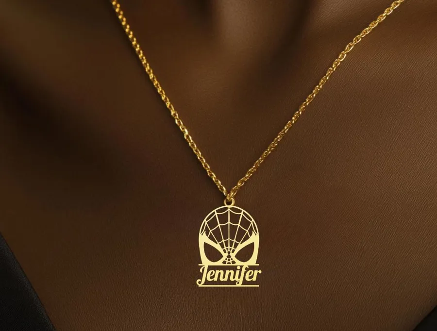 Personalized Spiderman Necklace Charm in 925 Sterling Silver