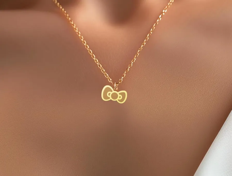 Cute Bow Necklace: Handmade Kitty Bow Pendant in 925 Sterling Silver