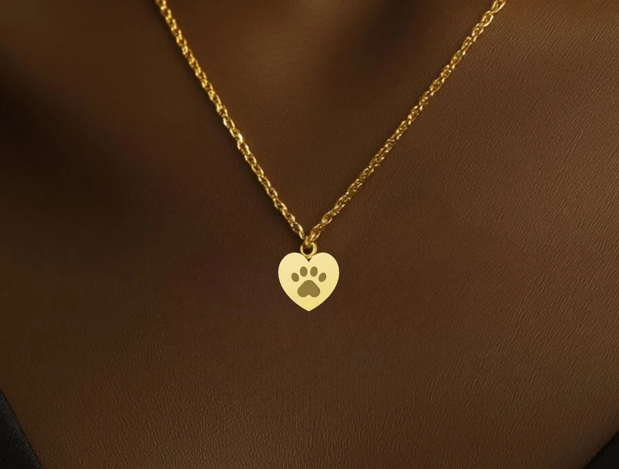Gold Paw Heart Necklace – Dog Lover Jewelry in Sterling Silver