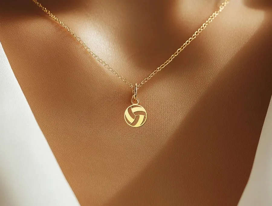 Volleyball Charm Necklace - Minimalist 925 Sterling Silver Sports Jewelry