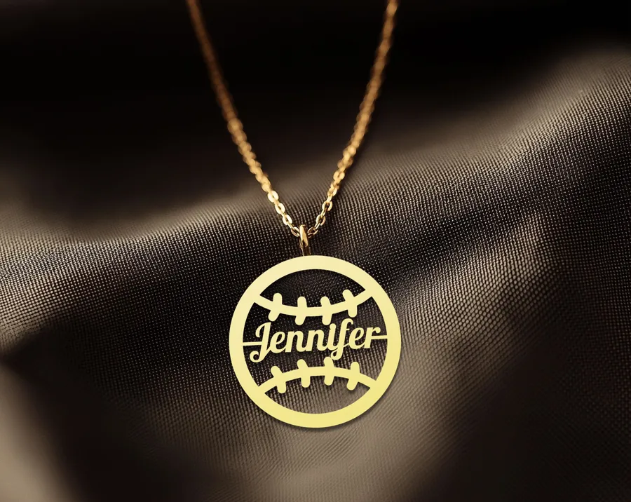 Personalized Softball Necklace with Custom Name Pendant in Sterling Silver