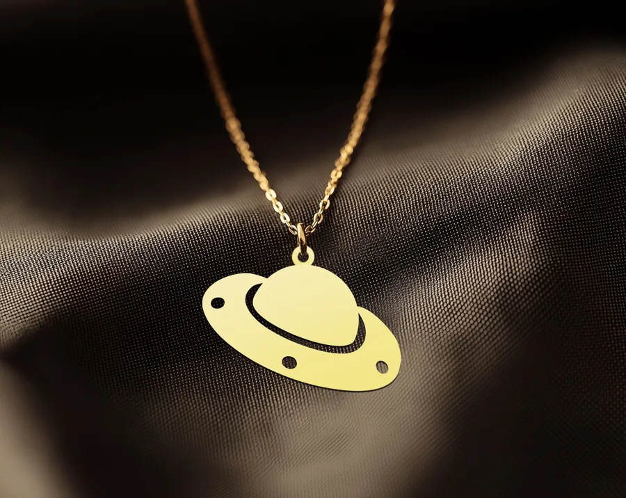 UFO Necklace – Minimalist Sci-Fi Pendant in 925 Sterling Silver