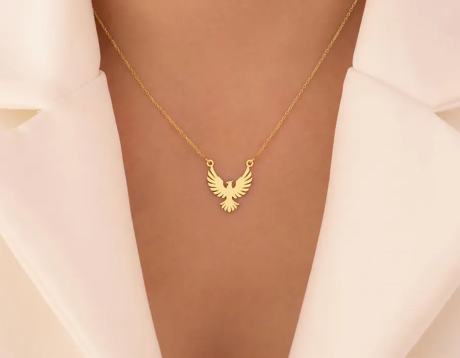 Phoenix Pendant Necklace: Gold Plated Minimalist Design in Sterling Silver