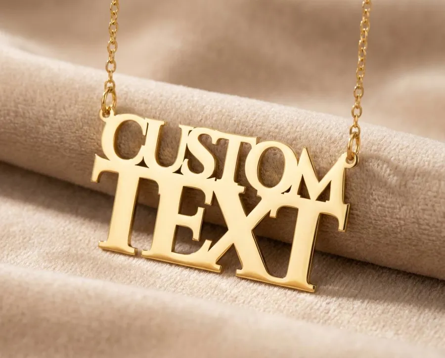 Custom Text Necklace – Personalized 925 Sterling Silver Pendant