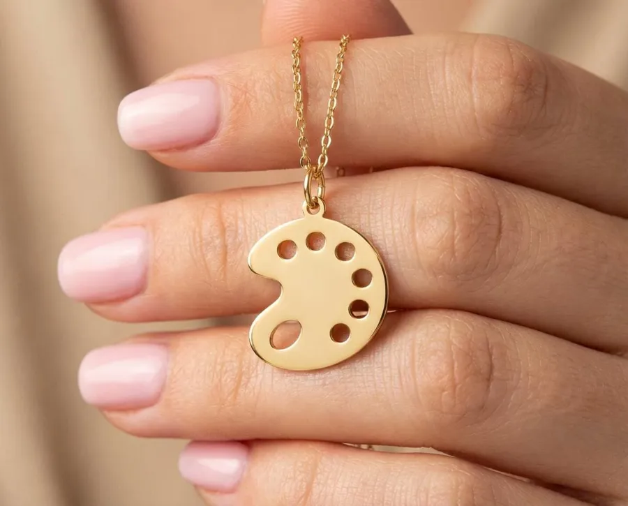Palette Pendant Necklace in Sterling Silver with Gold or Rose Gold Plating