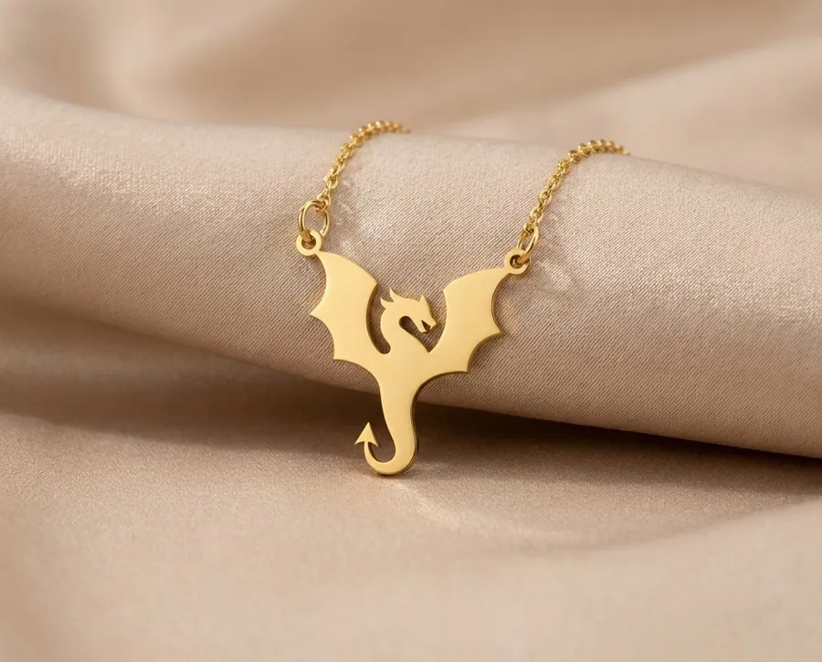 Dragon Pendant Necklace in 925 Sterling Silver Fantasy Jewelry