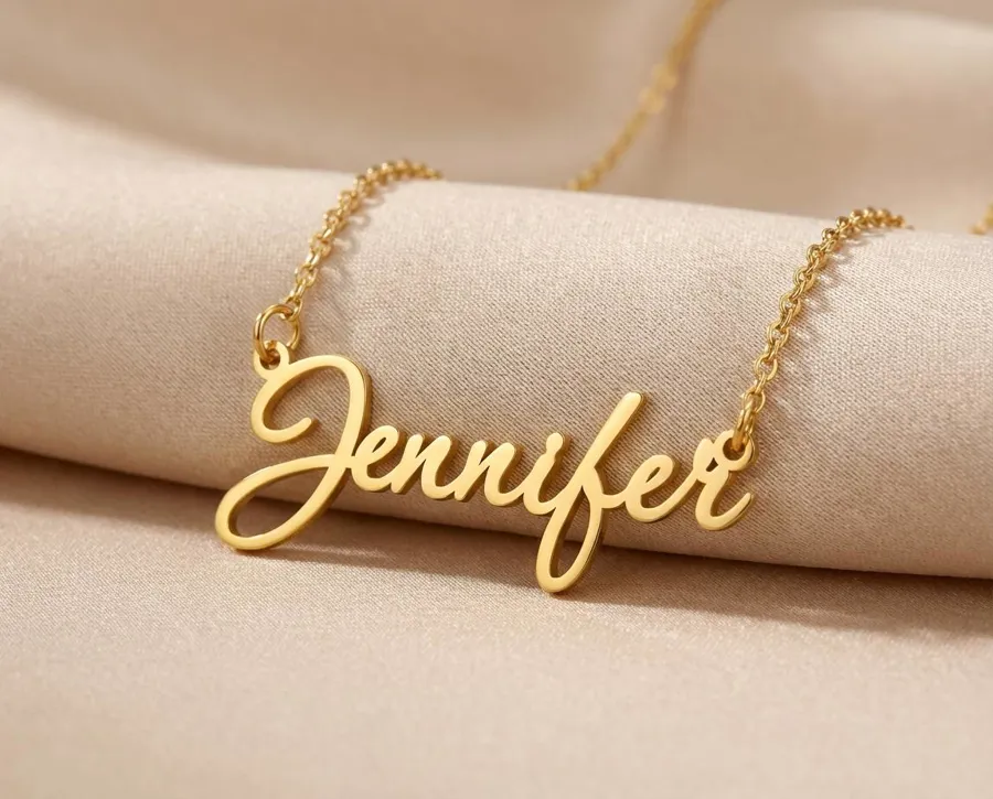 Name Necklace in 925 Sterling Silver with Gold or Rose Gold Plating