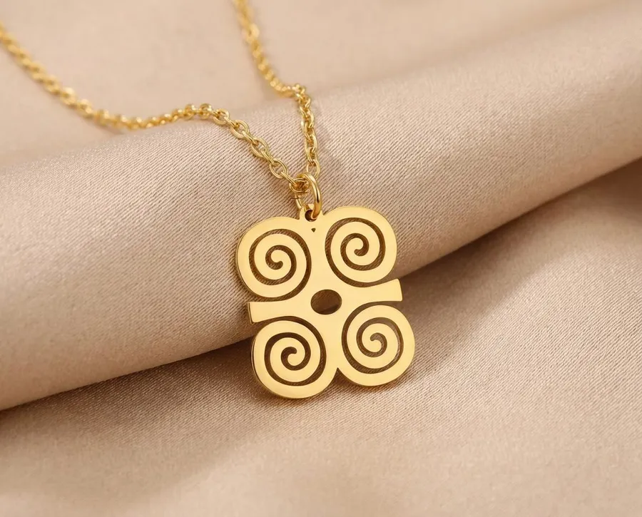 Dwennimmen Necklace: African Symbol Pendant for Strength and Humility in Sterling Silver