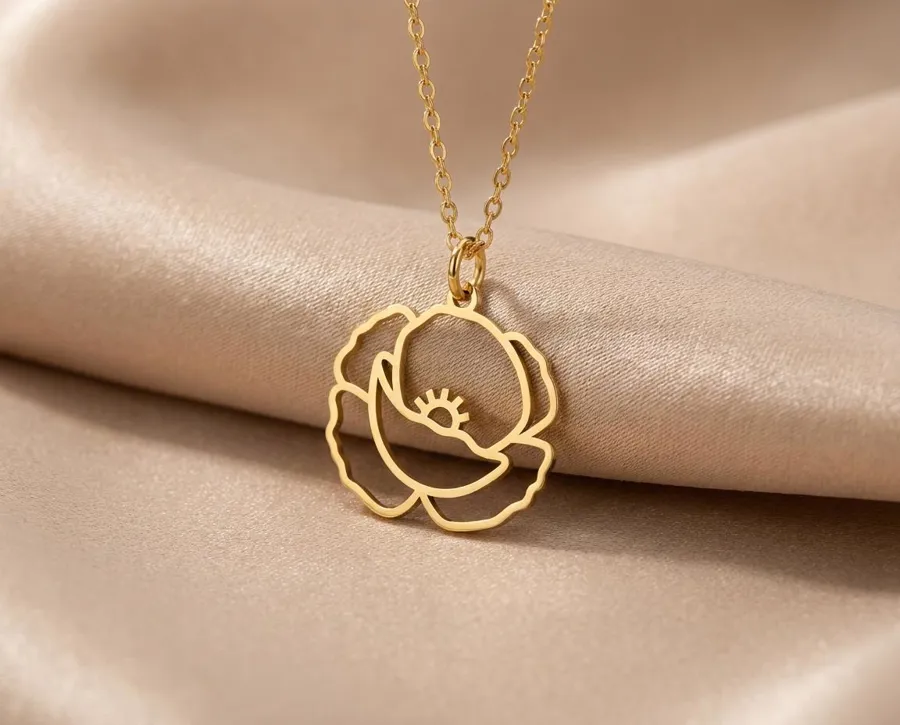 Poppy Pendant Necklace: Handmade Sterling Silver Floral Jewelry