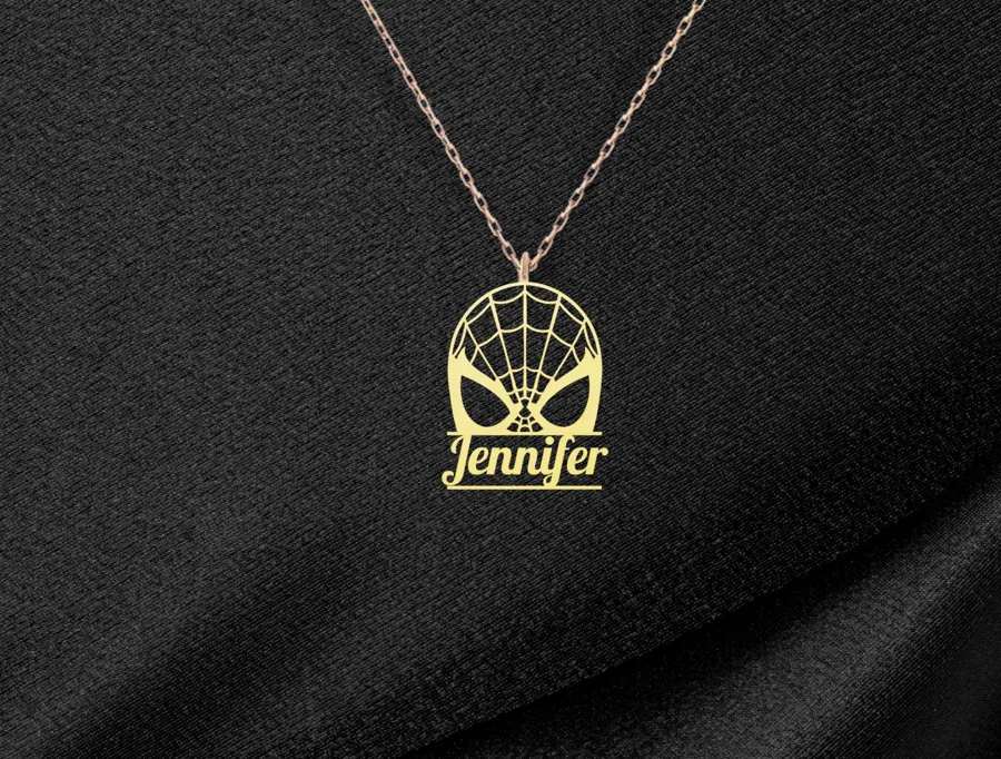 Custom Spiderman Necklace – Personalized Superhero Pendant in Sterling Silver