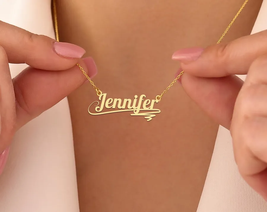 Personalized Name Necklace with Underline in Gold, Rose Gold or Silver