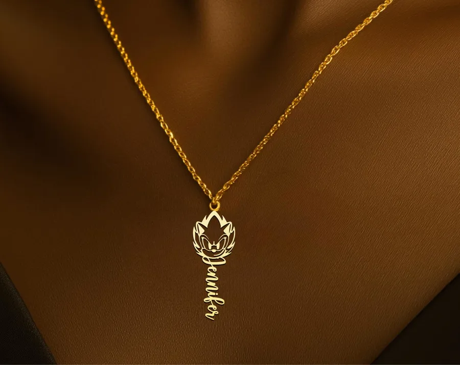 Custom Sonic Name Necklace in Gold Plated 925 Sterling Silver