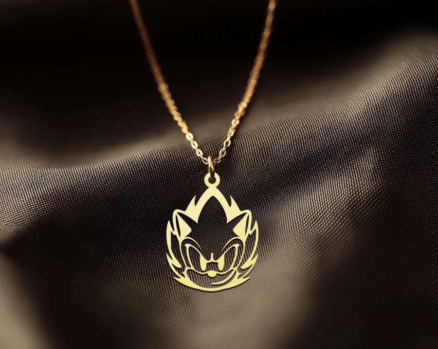 Gold Plated Sonic Head Pendant: Sonic the Hedgehog Gamer Necklace