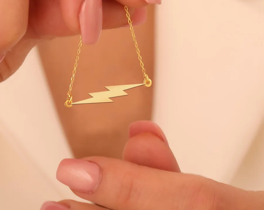 Lightning Bolt Necklace | Gold Plated Minimalist Pendant
