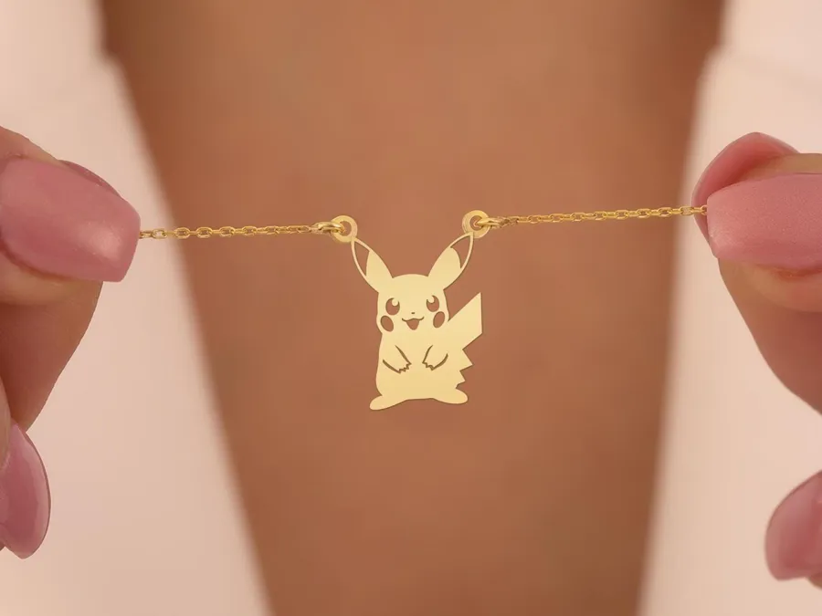 Pikachu Necklace – Gold Plated Sterling Silver Pokémon Inspired Charm