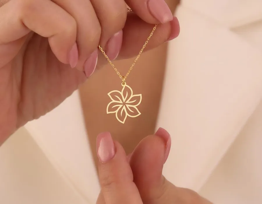Flower Pendant Necklace: Minimalist Sterling Silver Floral Design