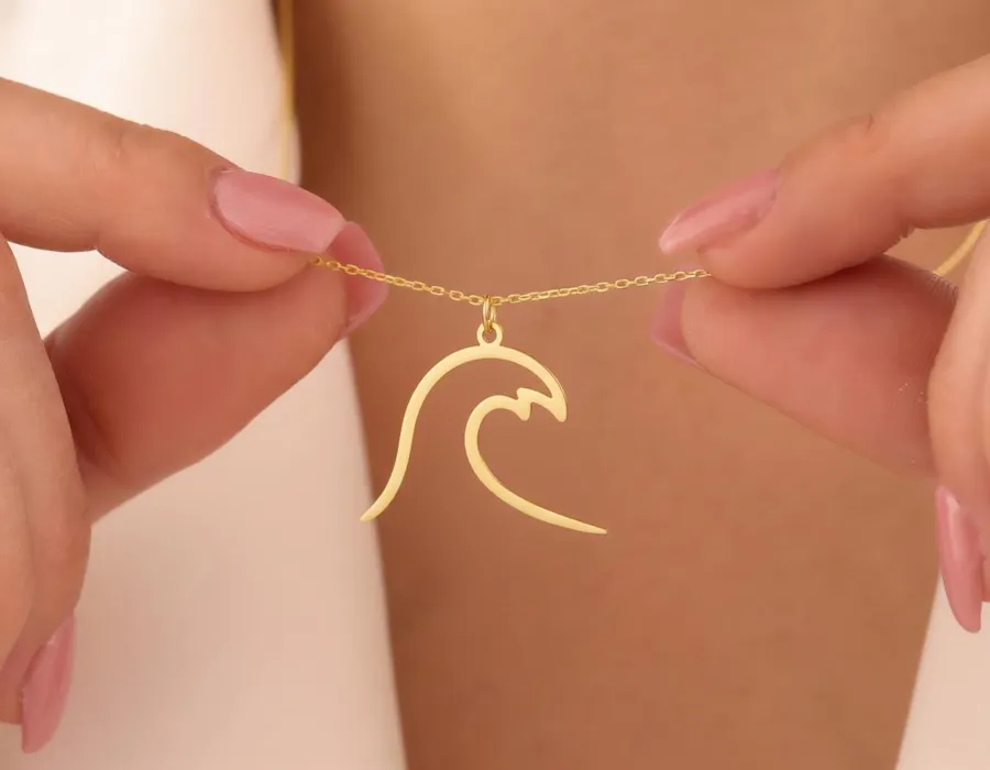 Abstract Wave Arc Pendant: Minimalist 925 Sterling Silver Necklace
