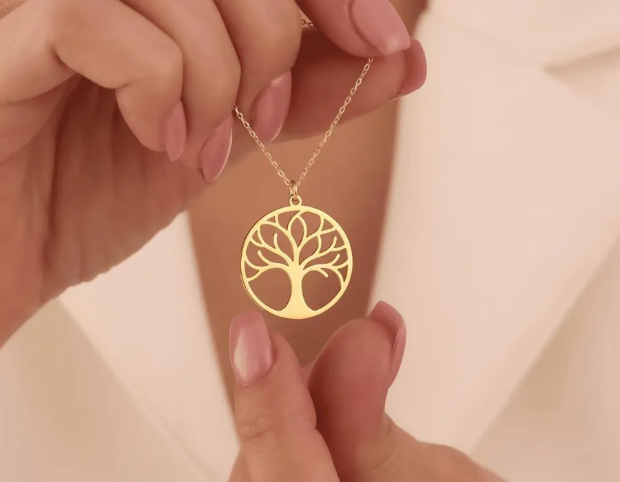 Tree of Life Pendant Necklace in Gold Plated Sterling Silver